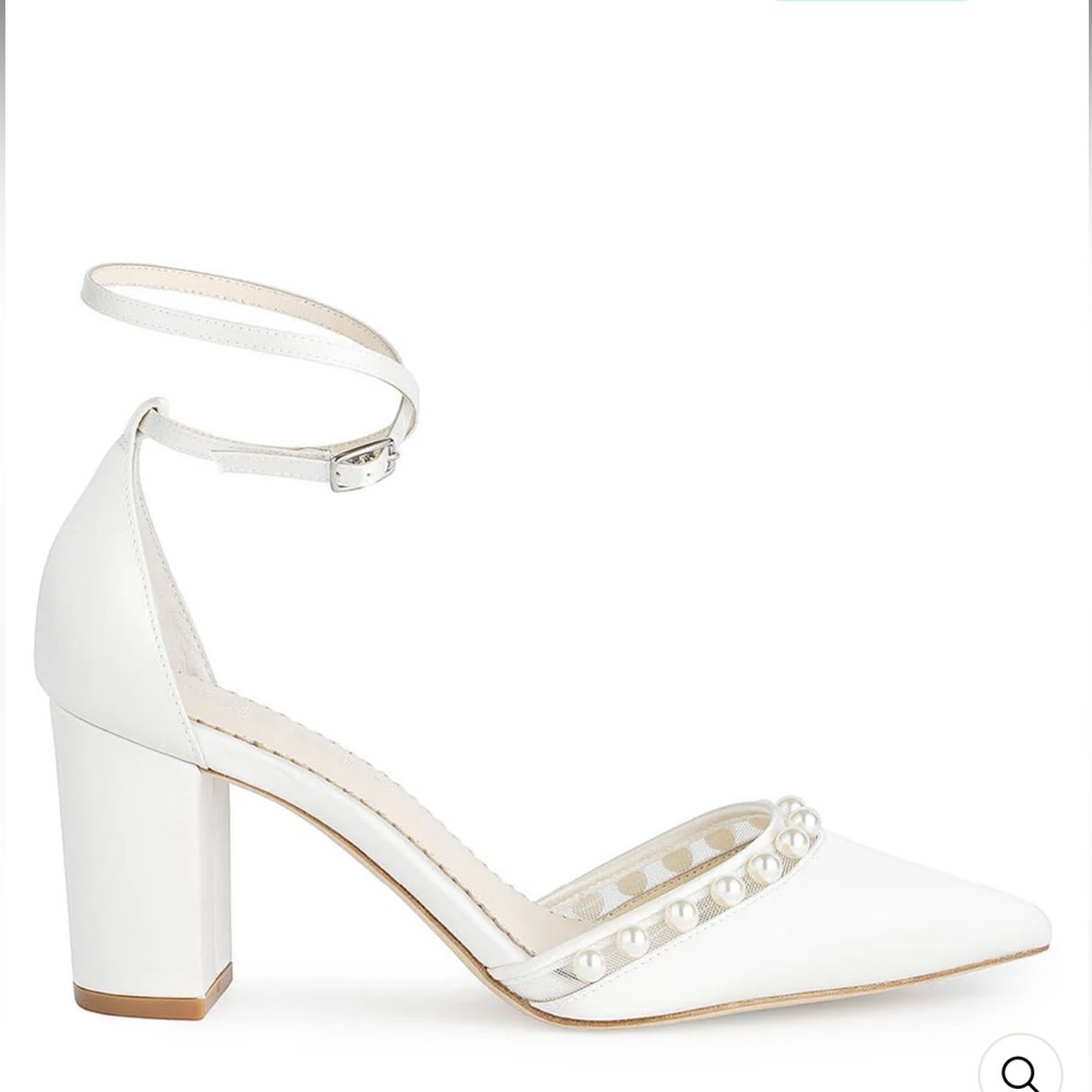 Bella belle EMERY double strap silk pearl block heel wedding shoe - Picture 2 of 11